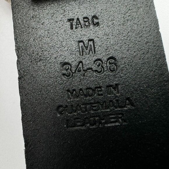 INC | NWT Mens Medium 34-36 Black Genuine Leather Western Silver Buckle Belt NEW - Picture 6 of 6